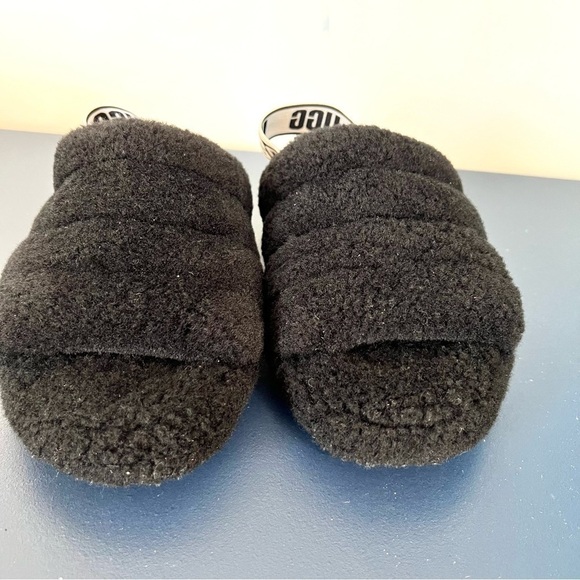 Ugg Fluff Yeah Fuzz Black Slide Open Toe Soft Shoe Slides Sandals Size 8 - Picture 8 of 16